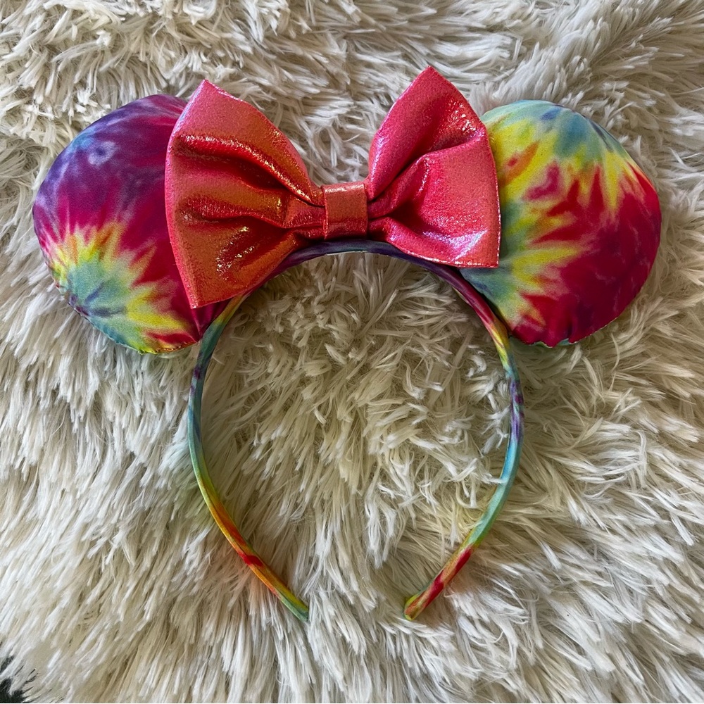 Disney Tie-Dye Minnie Mouse Ears Headband with Pink Bow